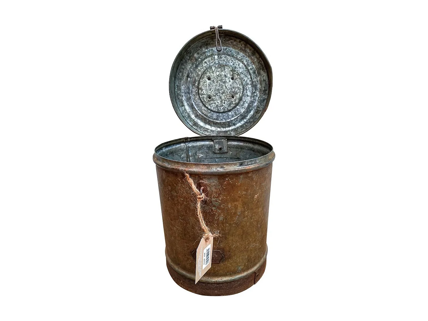 Braune Metalltrommel 23x23x20h cm