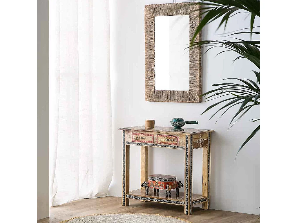 Caixa de joias de madeira pintada à mão marrom 33x20x15