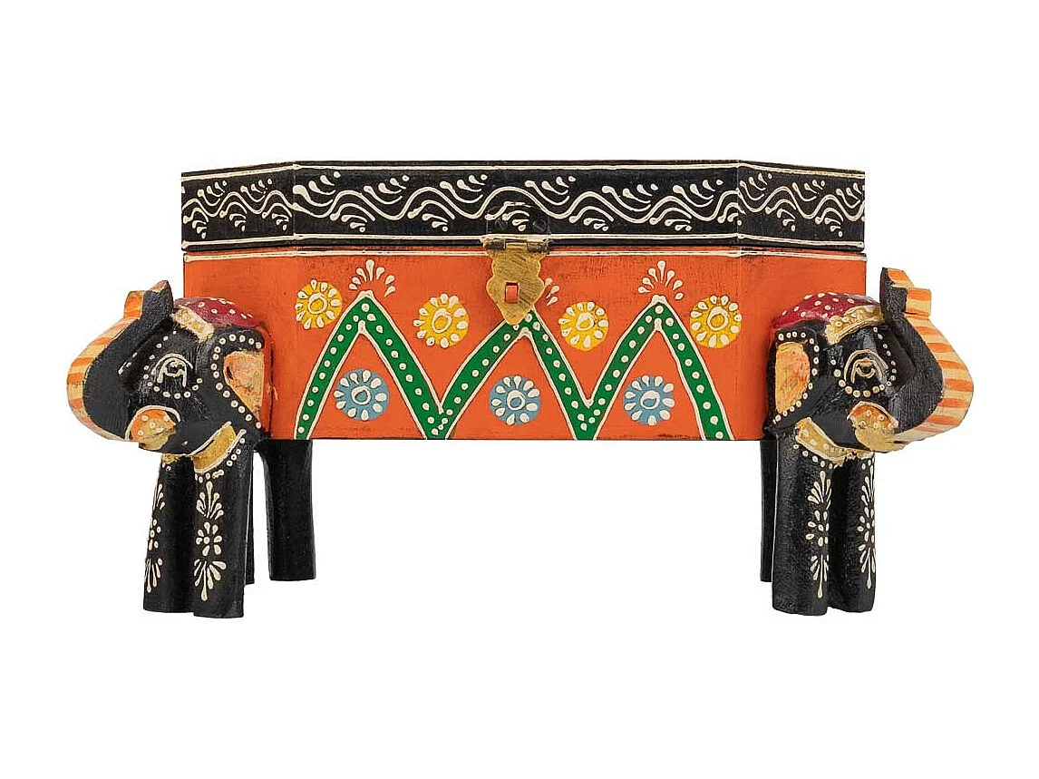 Caixa de joias de madeira pintada à mão marrom 33x20x15