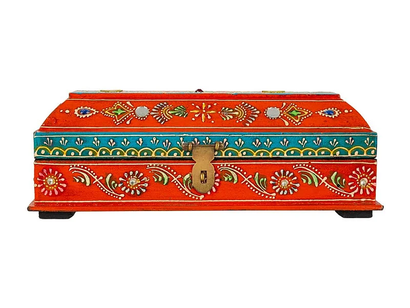 Caixa de joias de madeira laranja 26x9x8