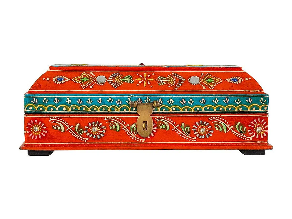 Caixa de joias de madeira laranja 26x9x8