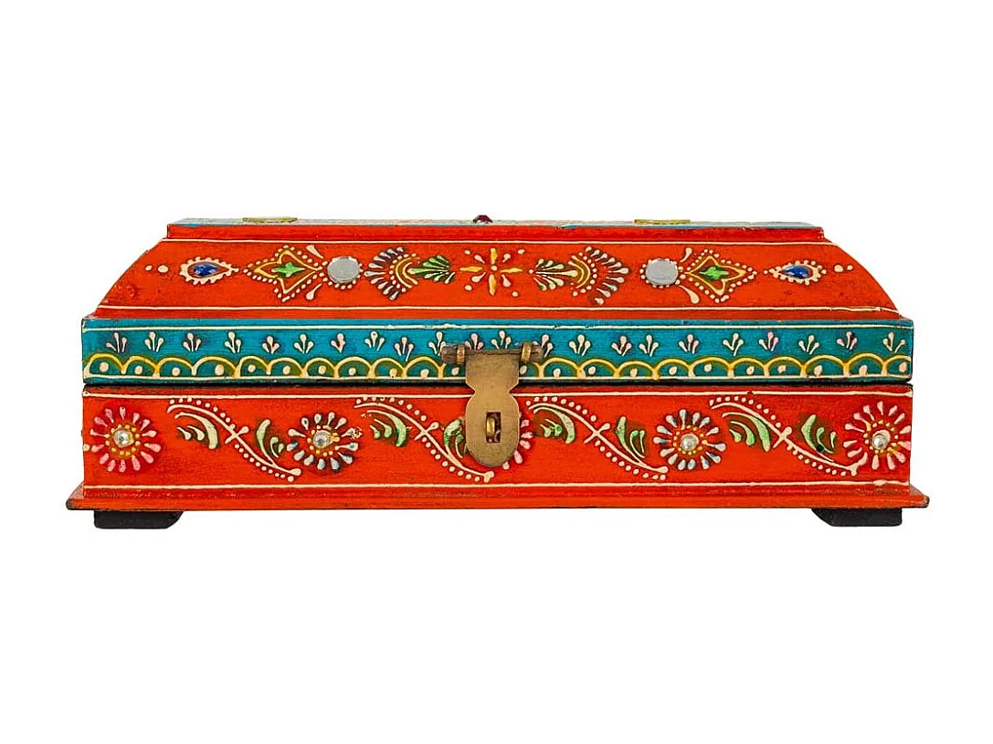 Caixa de joias de madeira laranja 26x9x8