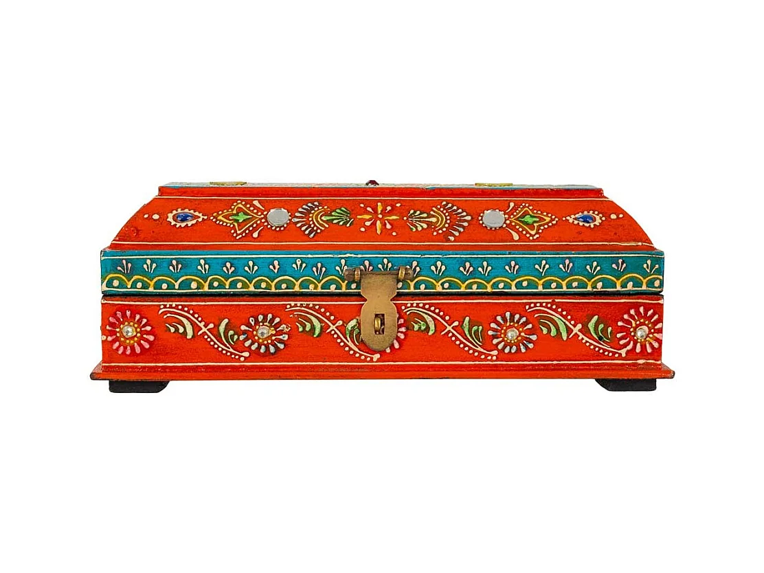 Coffret à bijoux en bois orange 26x9x8h