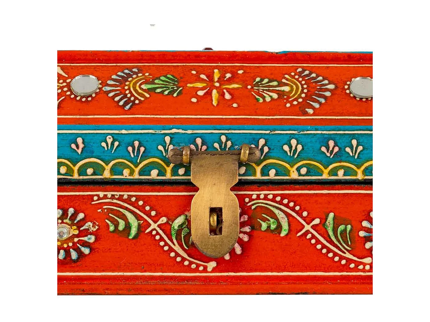 Caixa de joias de madeira laranja 26x9x8