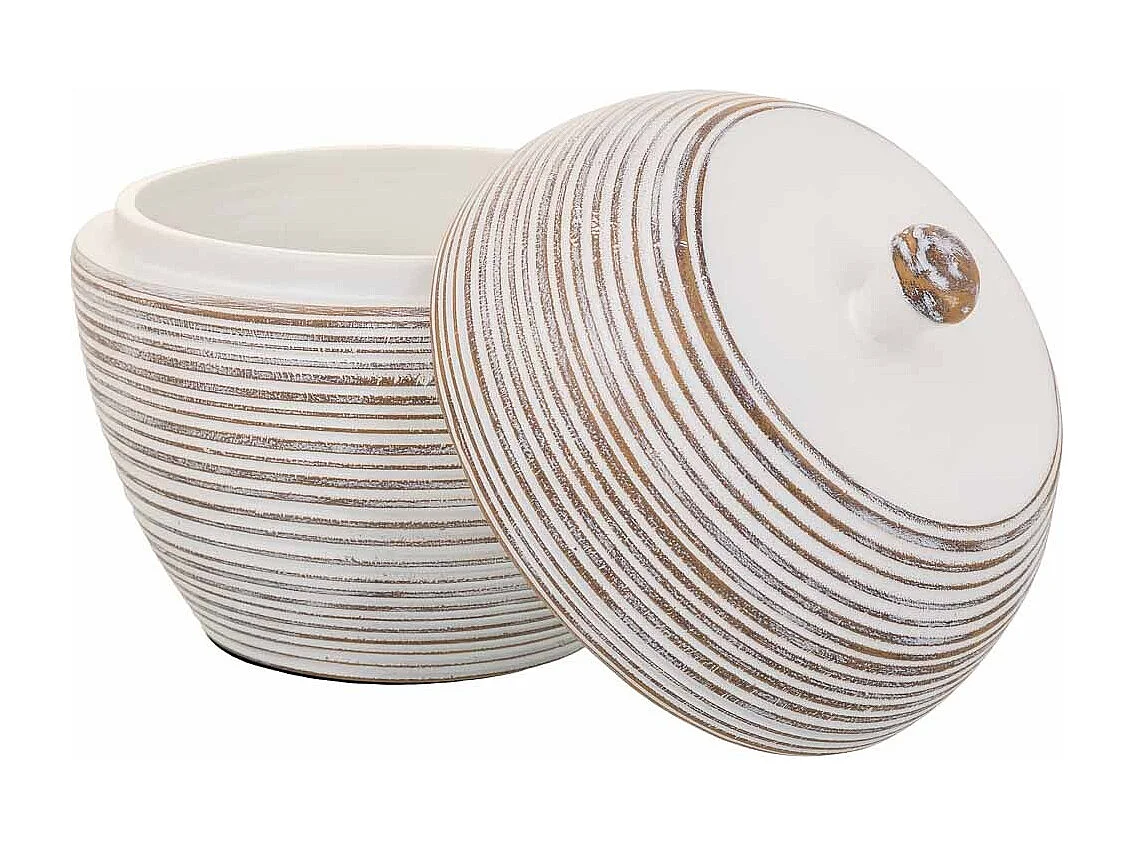 Weiße dekorative Polyresin-Box 19,5x19,5x23 h cm