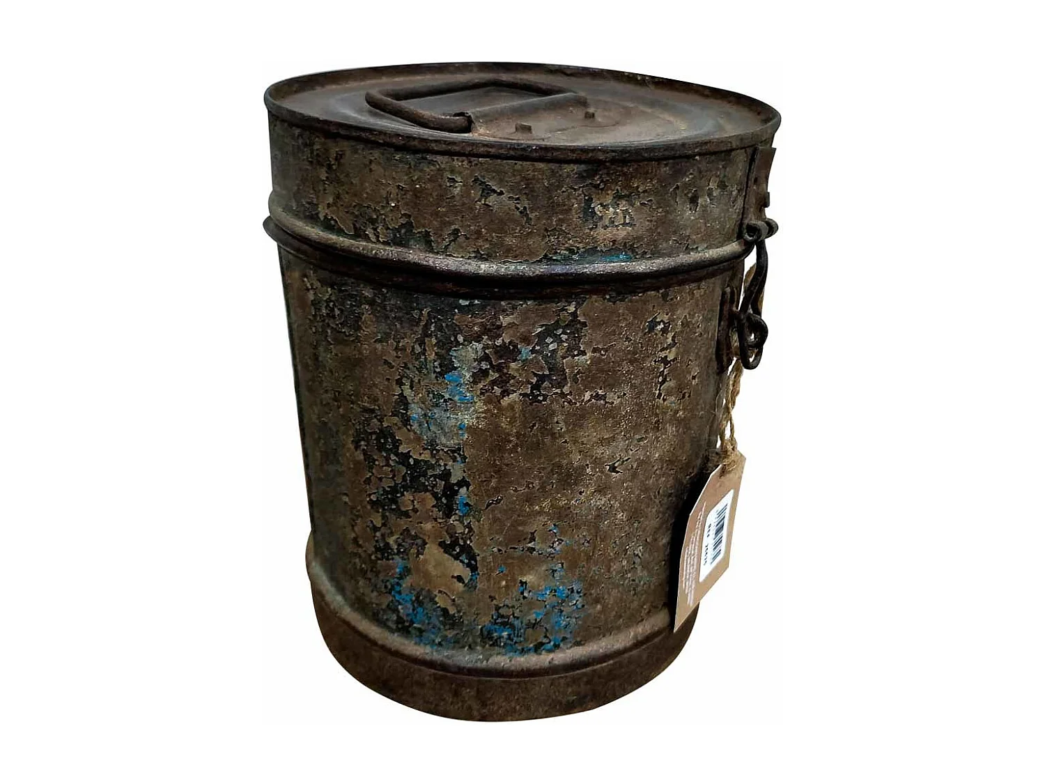 Braune Metalltrommel 20x20x23h cm