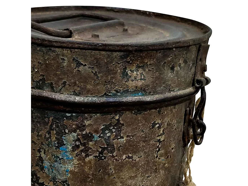 Braune Metalltrommel 20x20x23h cm