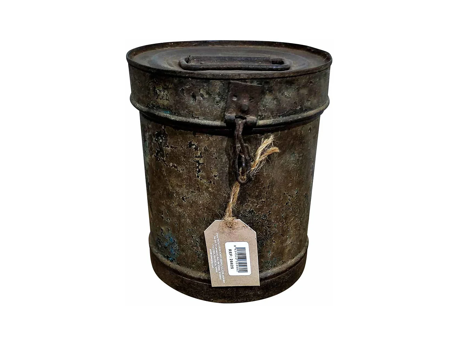 Bidon en metal marron 20x20x23h