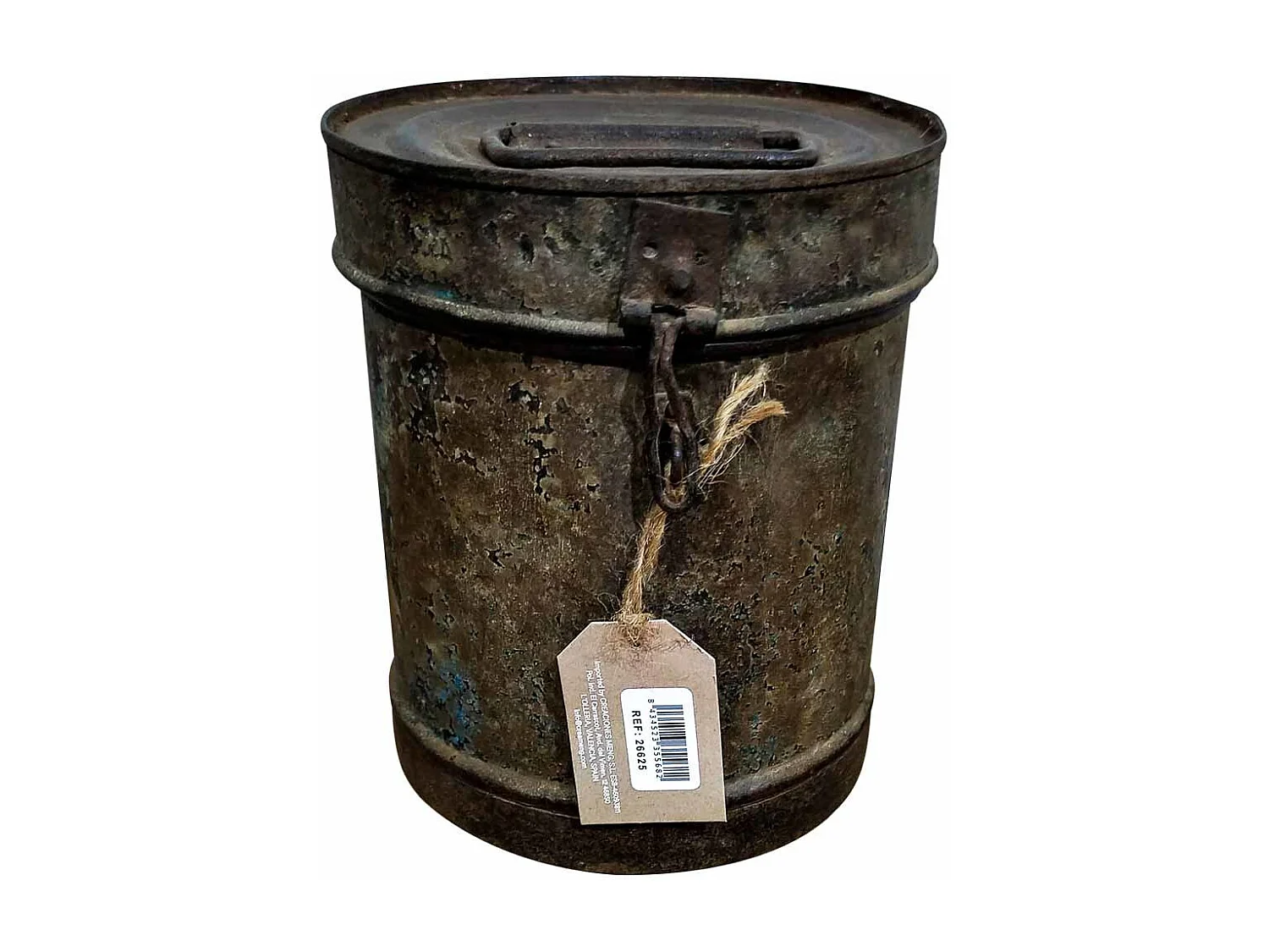 Bidon en metal marron 20x20x23h