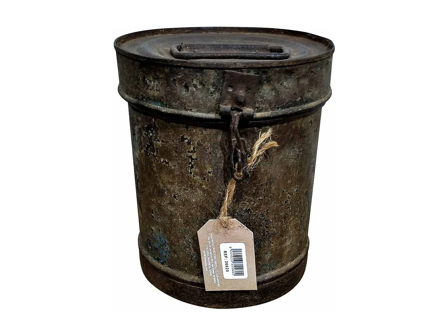 Bidón de metal marrón 20x20x23