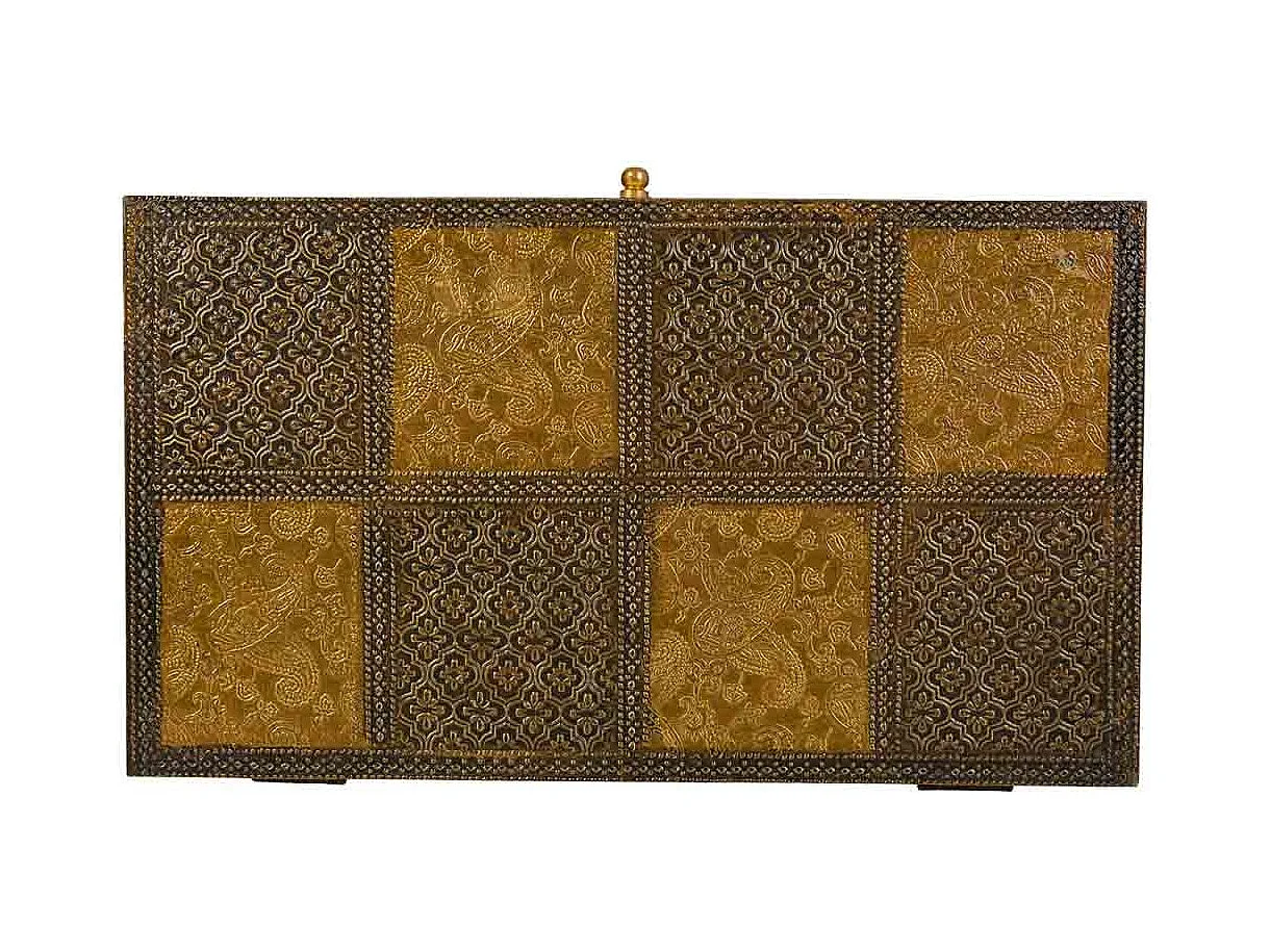 Braune Schmuckschatulle aus Holz und Metall, 33x20,5x7h cm