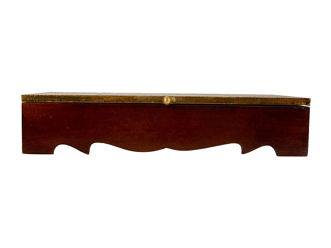 Baúl Joyero de madera y metal marrón 33x20,5x7