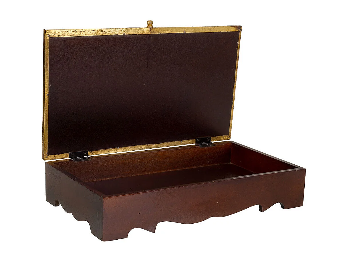 Baúl Joyero de madera y metal marrón 33x20,5x7