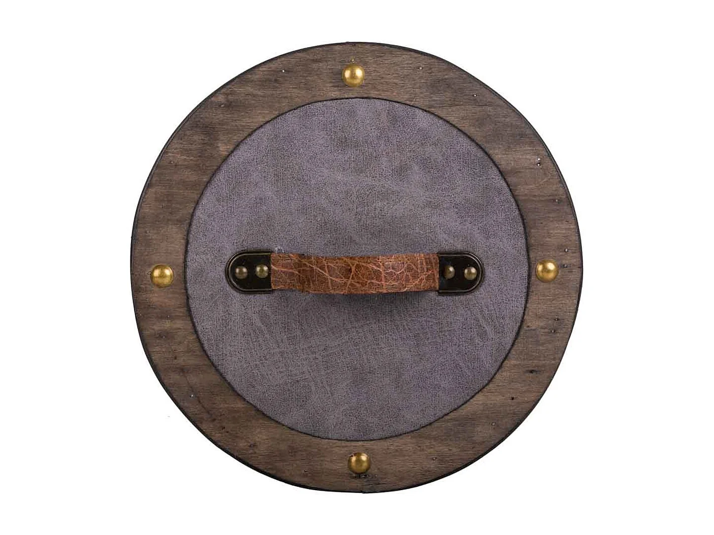 Caixa redonda de madeira forrada cinza 30x30x27