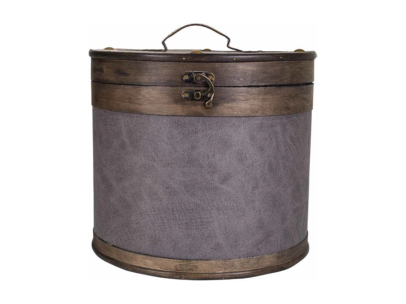 Runde, grau ausgekleidete Holzkiste 30x30x27h cm