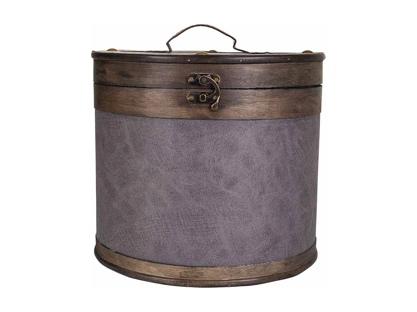 Caja redonda de madera forrada gris 30x30x27