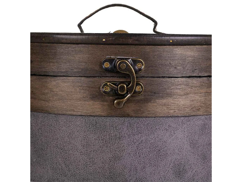 Caja redonda de madera forrada gris 30x30x27