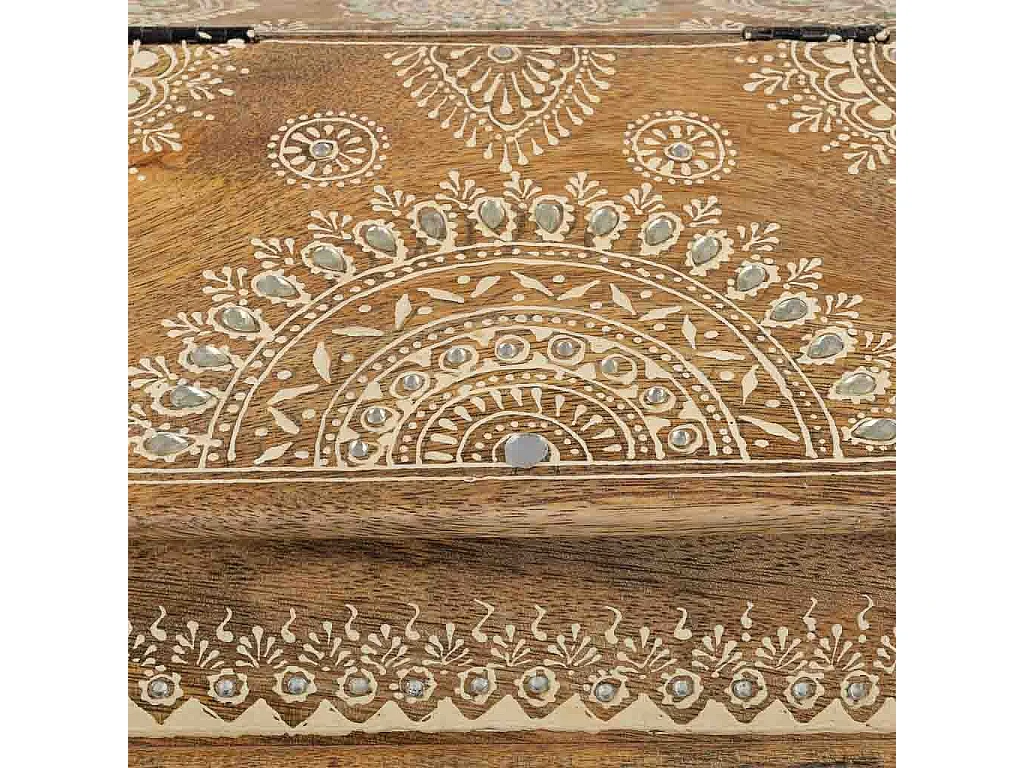 Baúl joyero de madera pintado artesanal marrón 24x20x12,5h cm