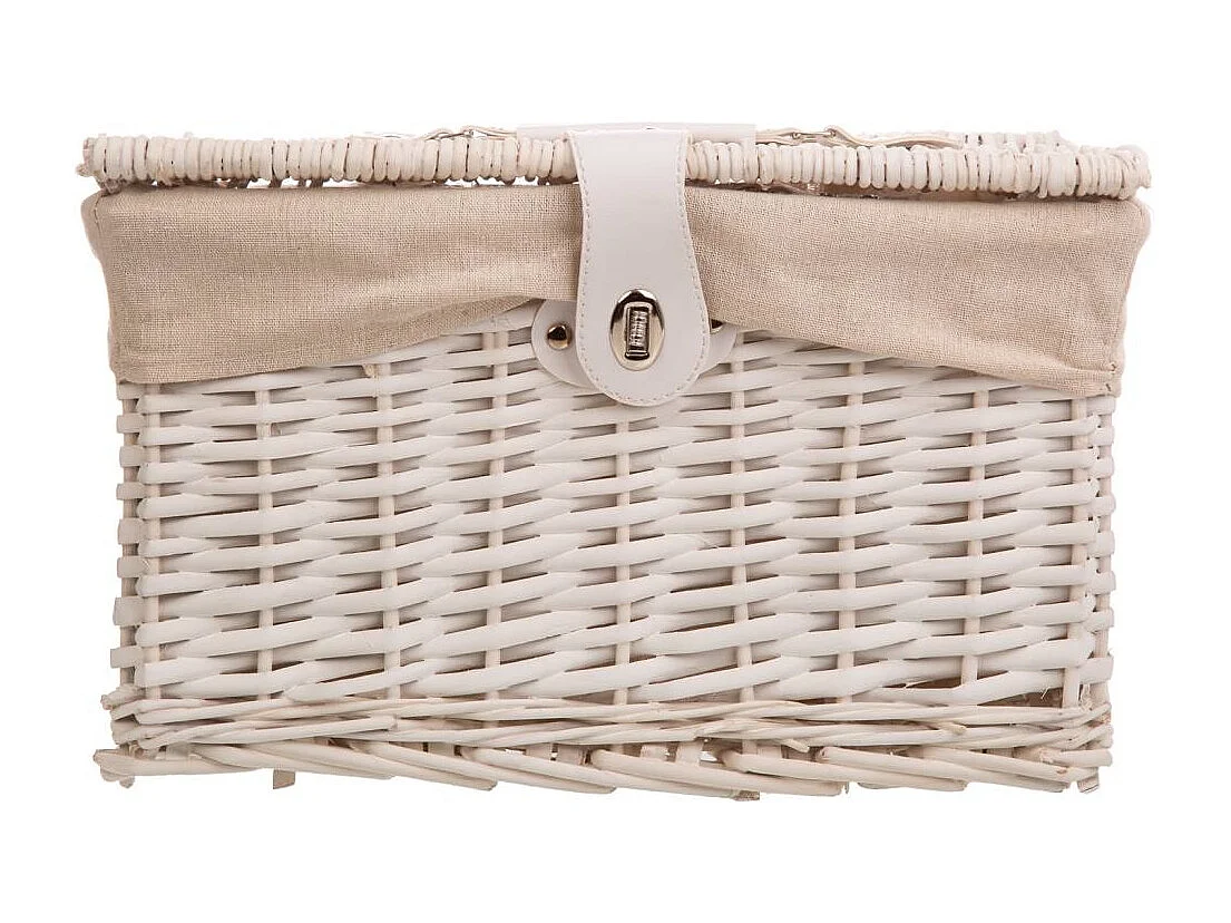 Set di 3 bauli in vimini bianchi foderati