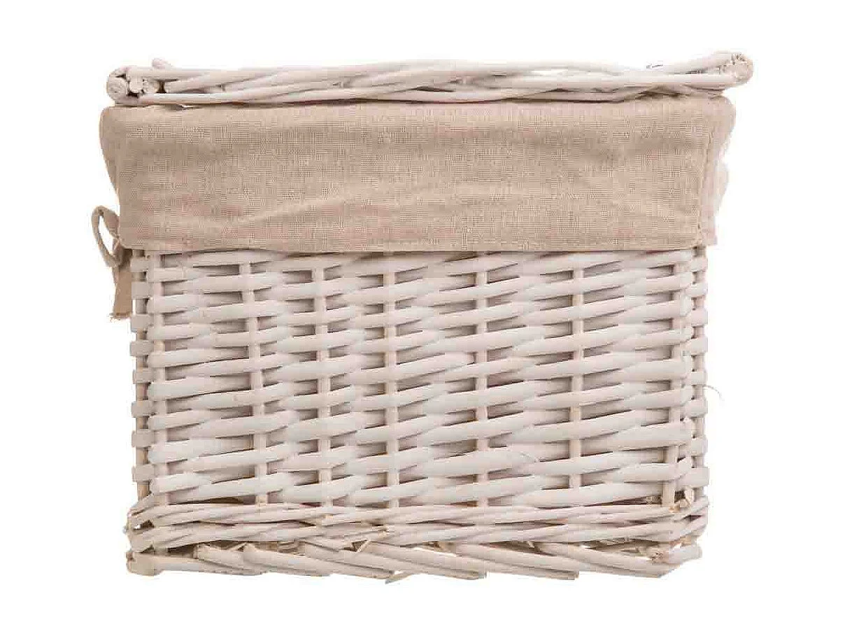 Set di 3 bauli in vimini bianchi foderati