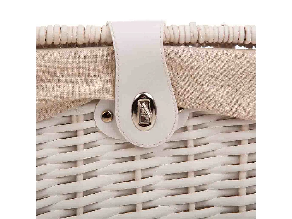 Set di 3 bauli in vimini bianchi foderati