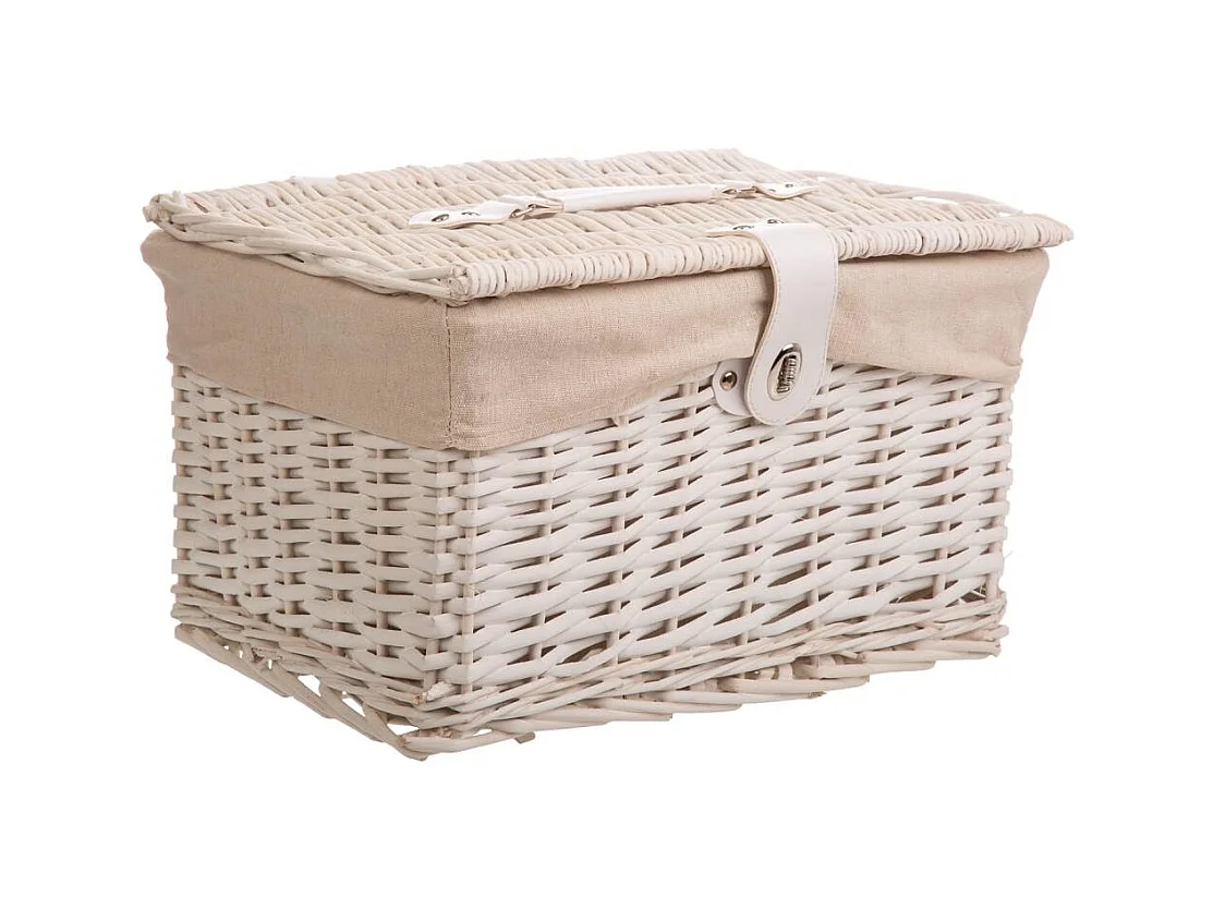 Ensemble de 3 coffres en osier blanc doublés