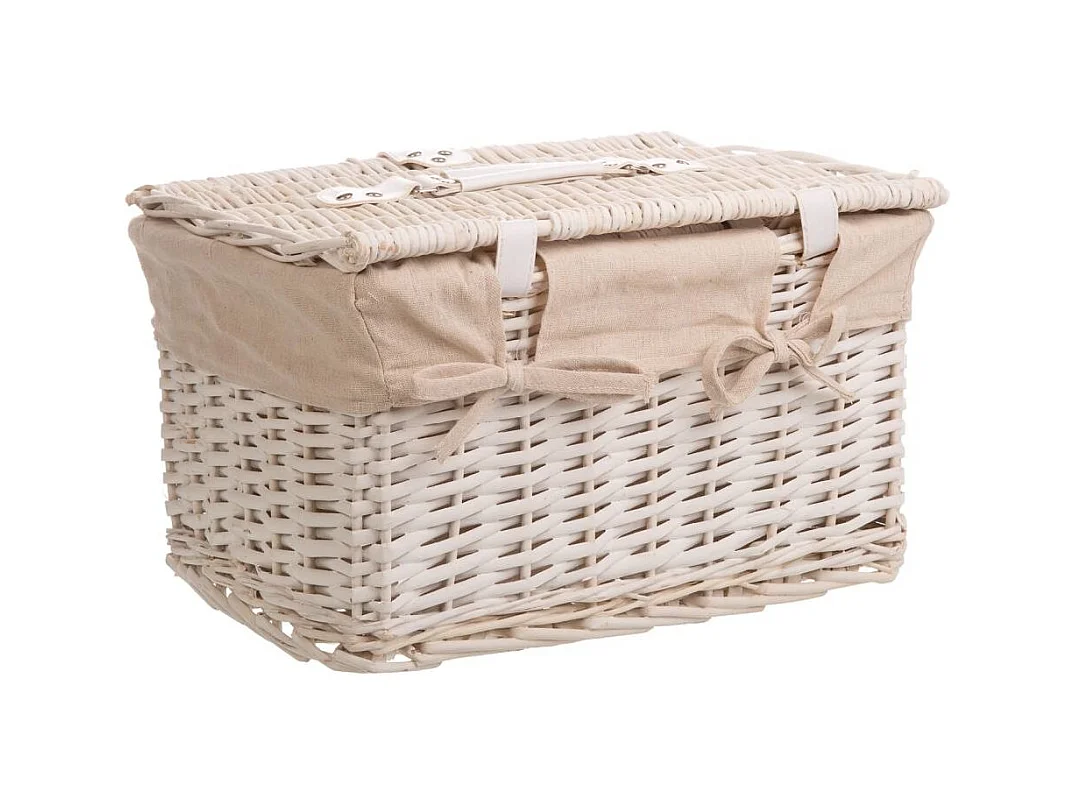 Set 3 baúles de mimbre blancos forrados