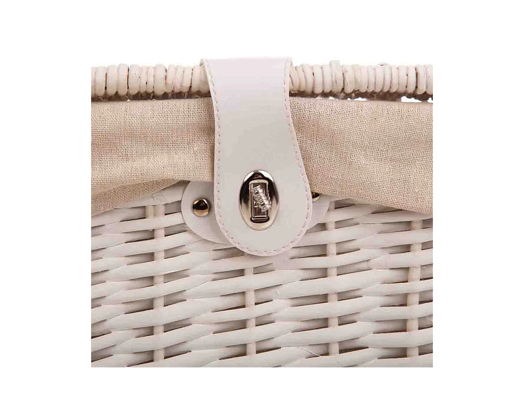 Set 3 baúles de mimbre blancos forrados