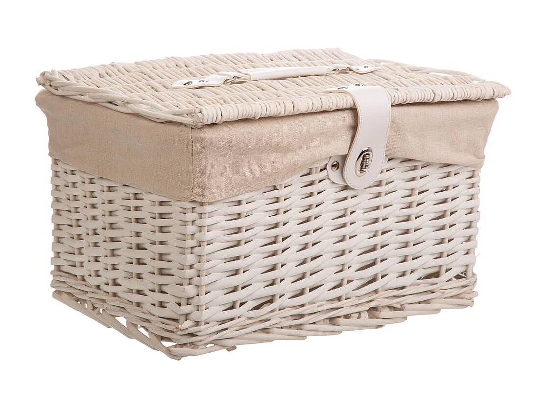 Set aus 3 gefütterten weißen Weidenkörben