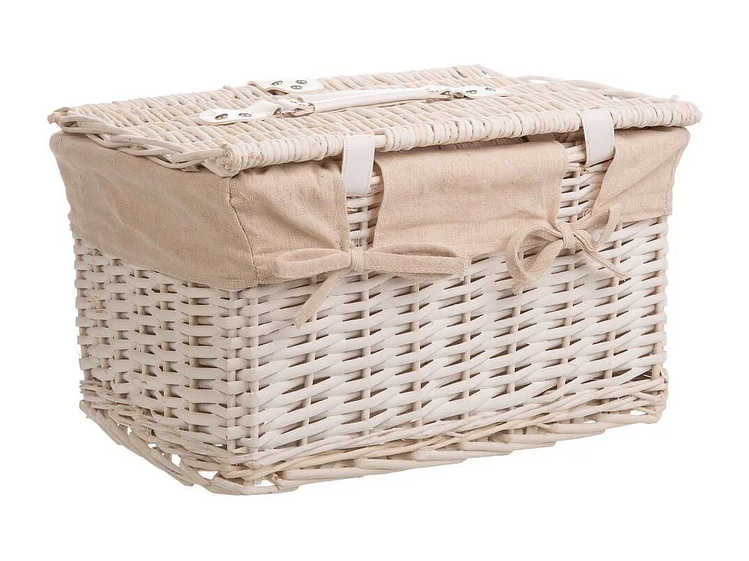 Set aus 3 gefütterten weißen Weidenkörben