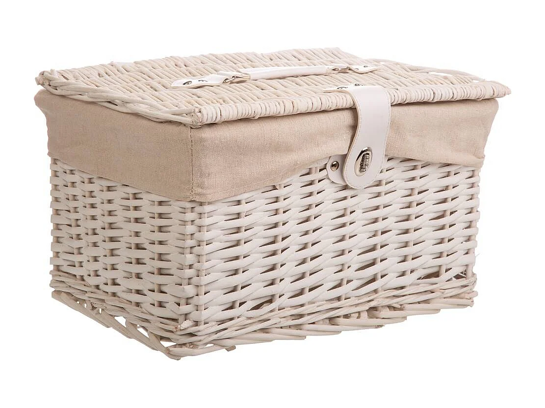 Ensemble de 3 coffres en osier blanc doublés