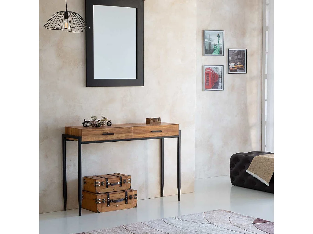 Conjunto de 2 malas de madeira castanhas