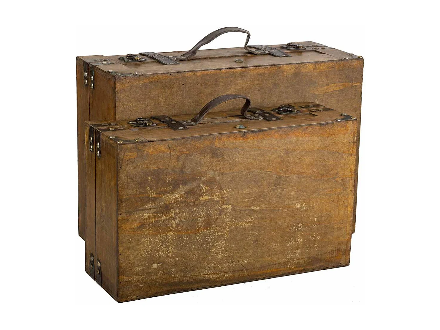 Conjunto de 2 malas de madeira castanhas