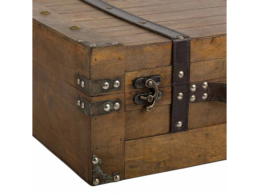 Conjunto de 2 malas de madeira castanhas