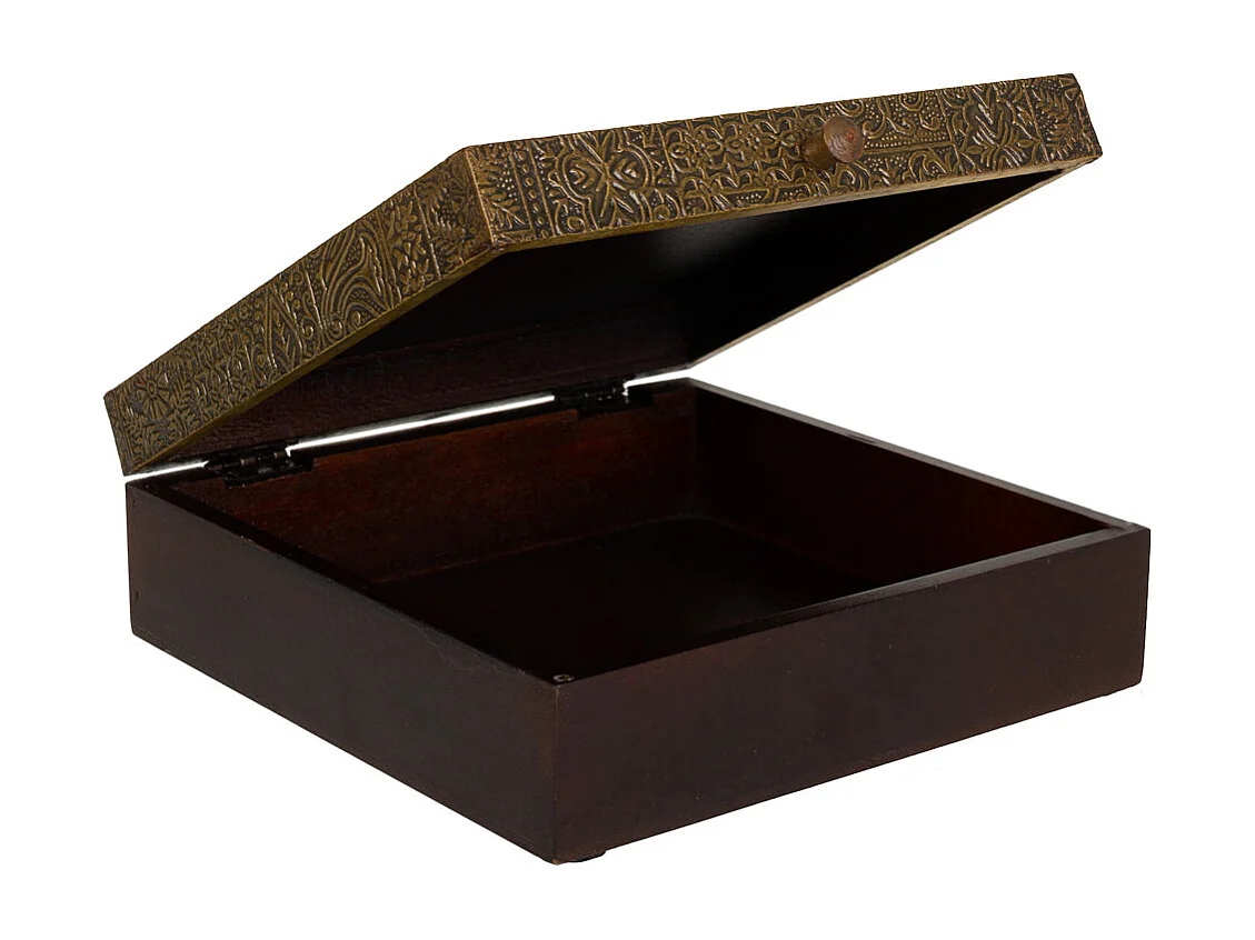 Portagioie in legno e metallo marrone 20x20x7,5h