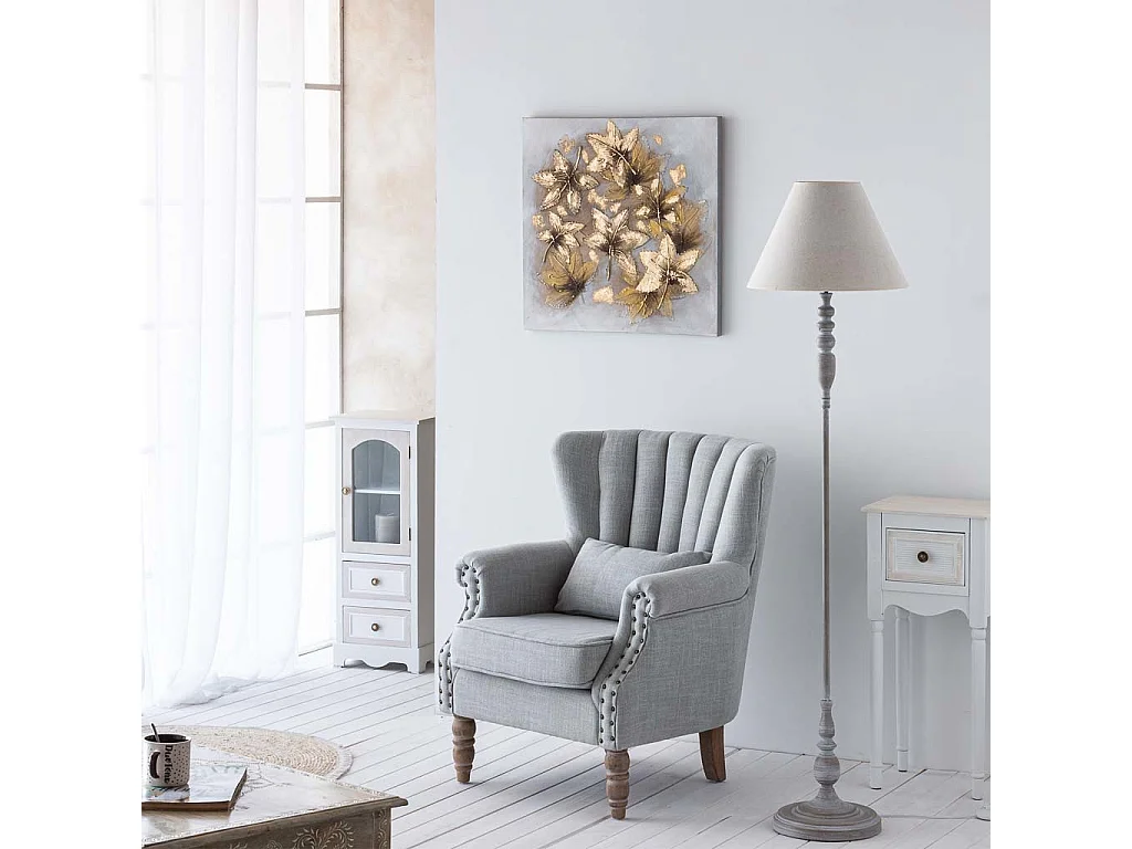 Stehleuchte aus grauem Metall, 38x38x154h cm