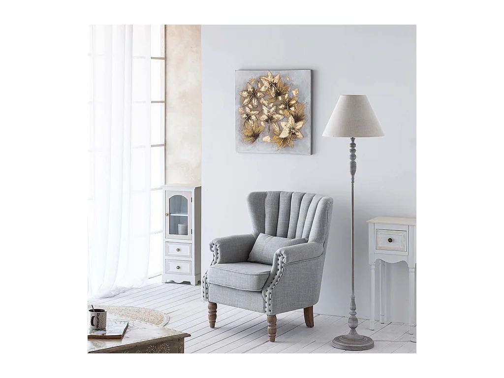 Lampadaire en métal gris 38x38x154h