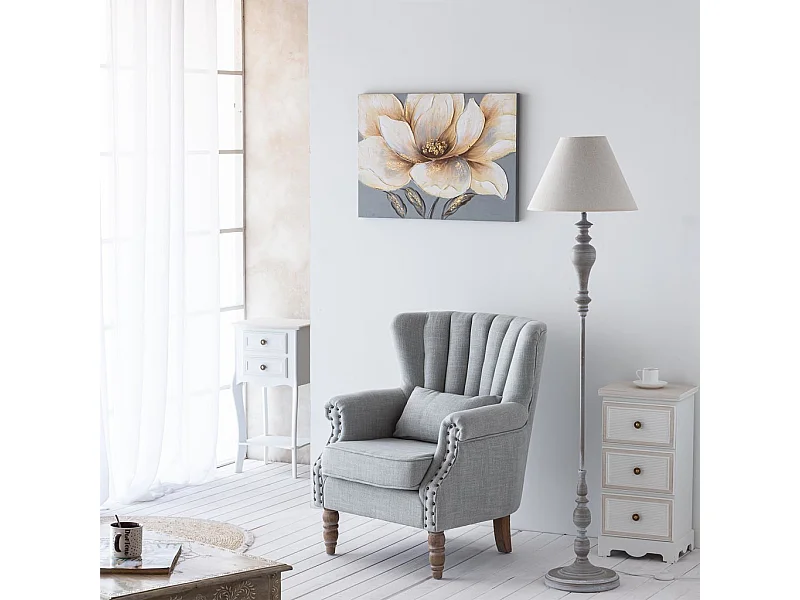 Lampe de pied en métal gris 38x38x155h