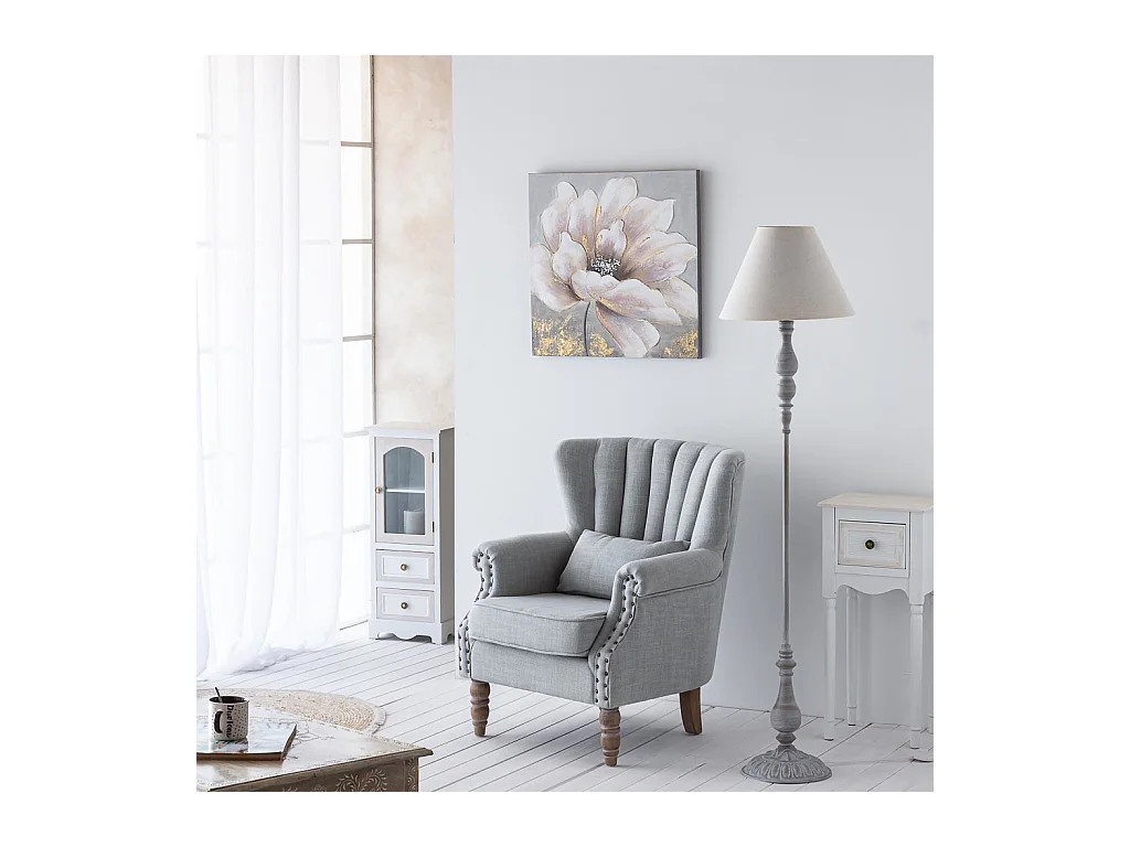 Lampe de pied en métal gris 38x38x155h