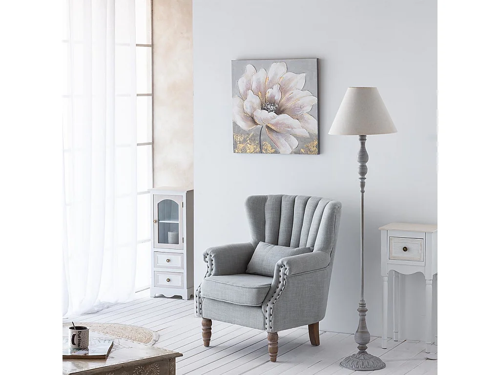 Lampe de pied en métal gris 38x38x155h