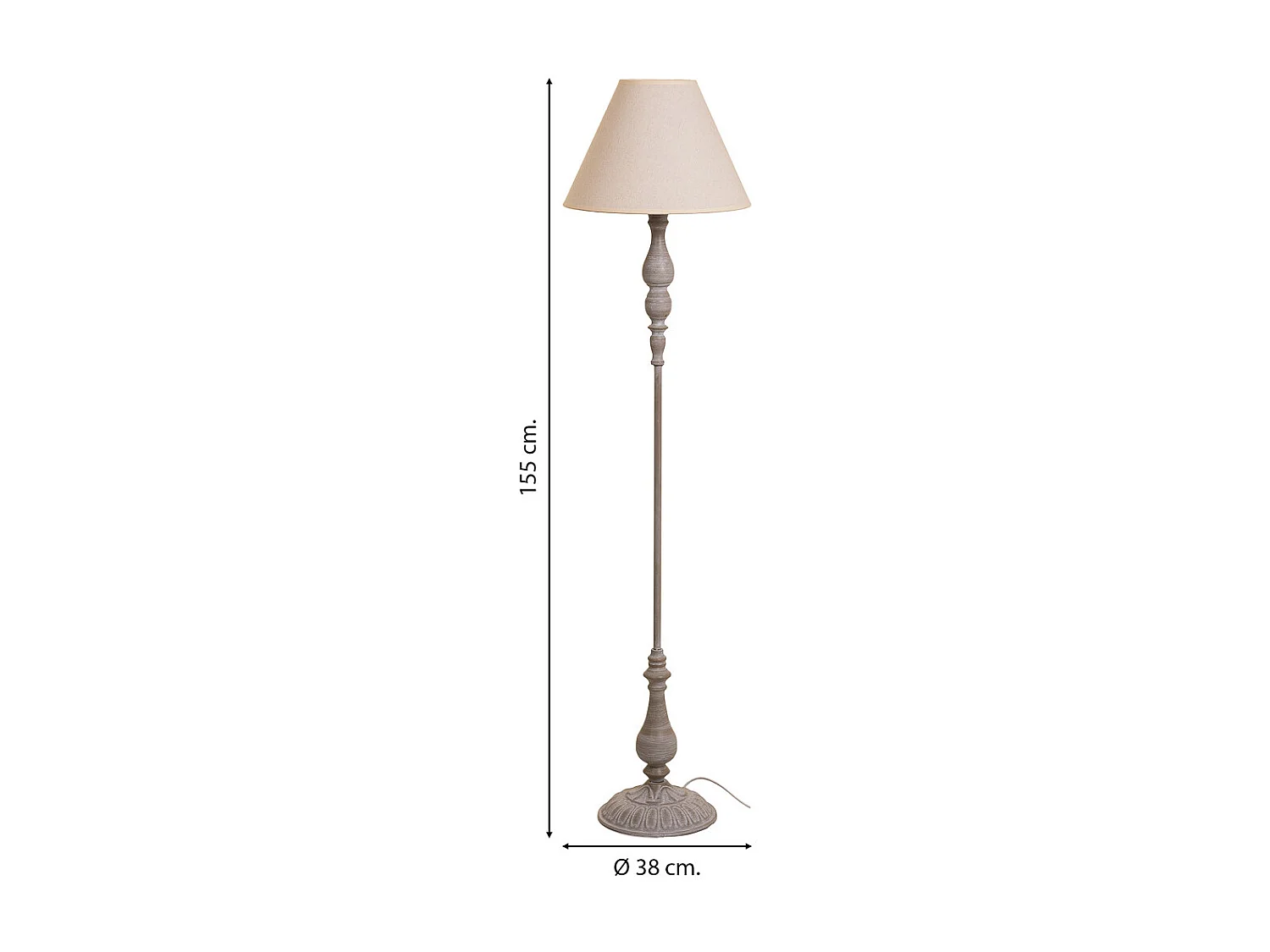 Lampe de pied en métal gris 38x38x155h