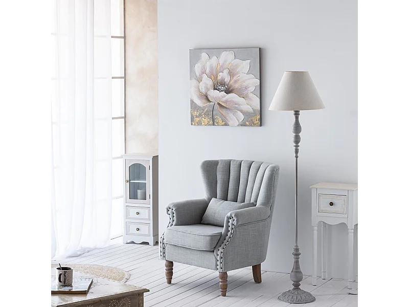 Lampe de pied en métal gris 38x38x155h