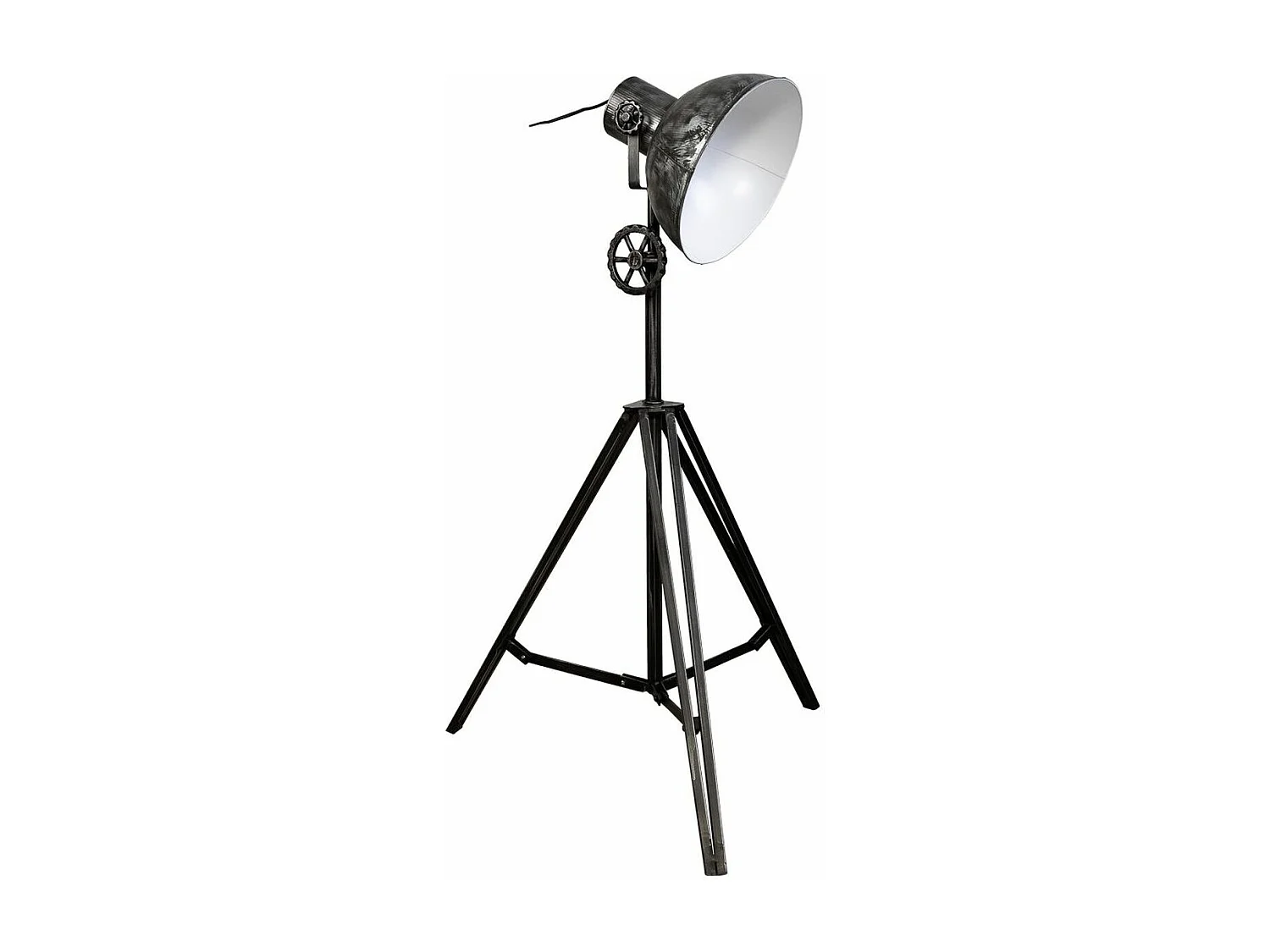 Lampada Da Terra Woden Stile Industriale 3 Luci Nero E Ottone, Interruttore A Pedale, E27