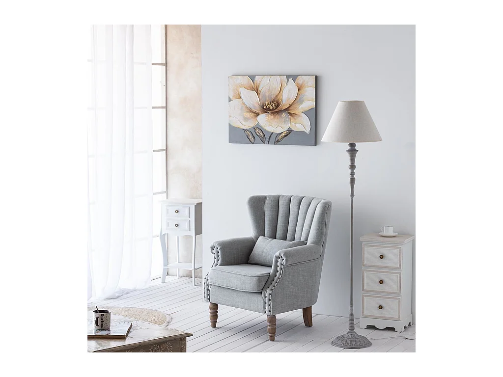 Lampadaire en métal gris 38x38x155h