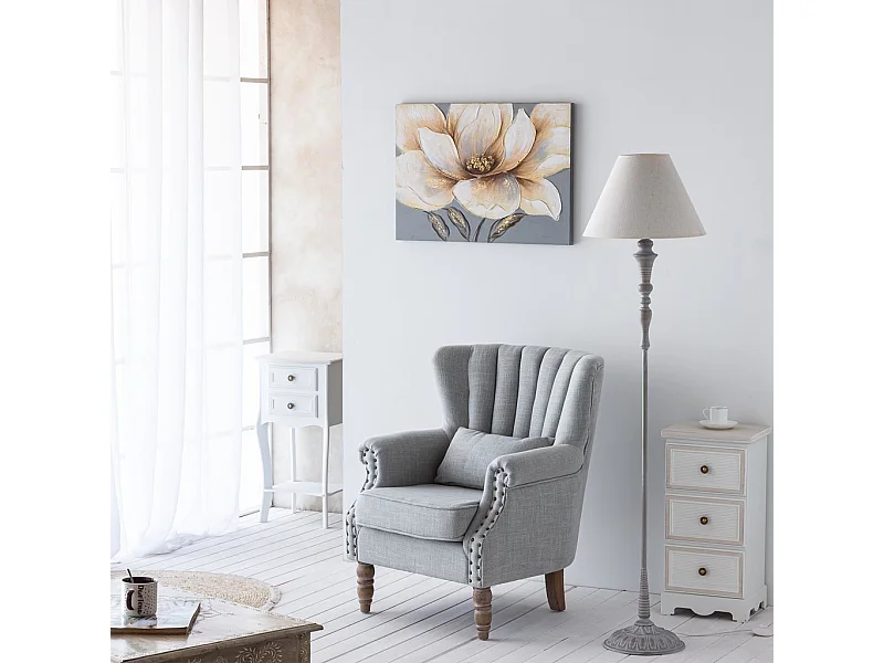 Stehleuchte aus grauem Metall, 38x38x155h cm