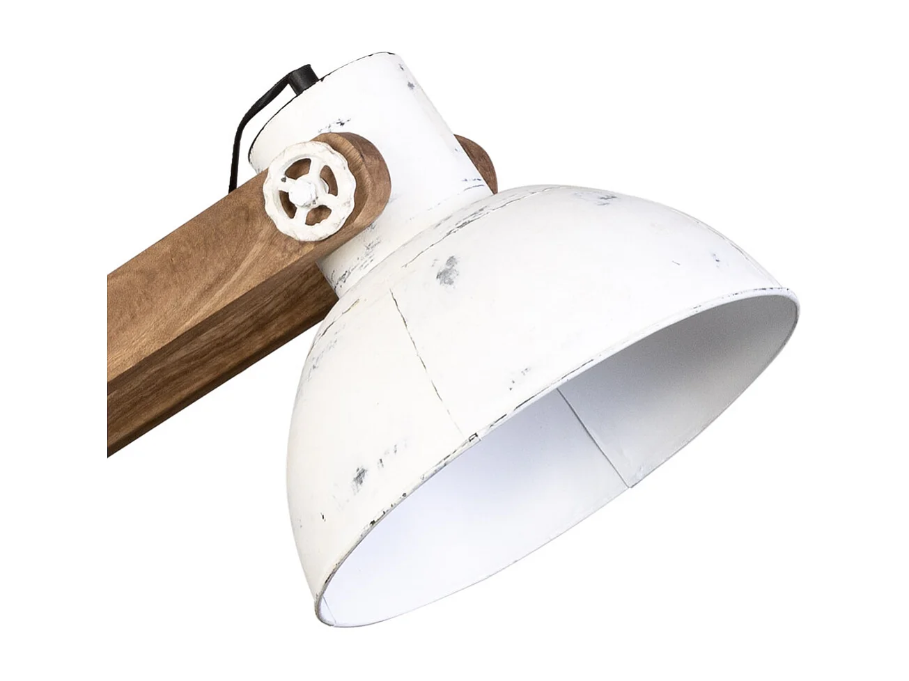 Lampe sur pied articulée en bois et métal blanc 26x70x125h