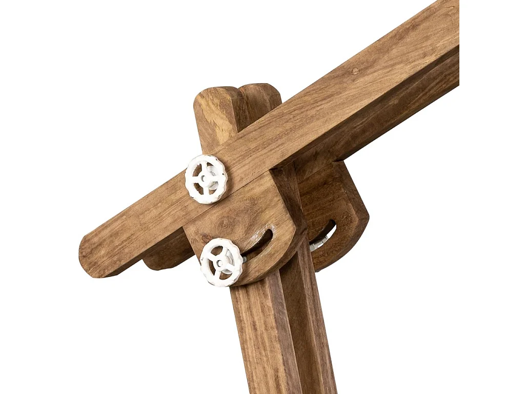 Lampe sur pied articulée en bois et métal blanc 26x70x125h