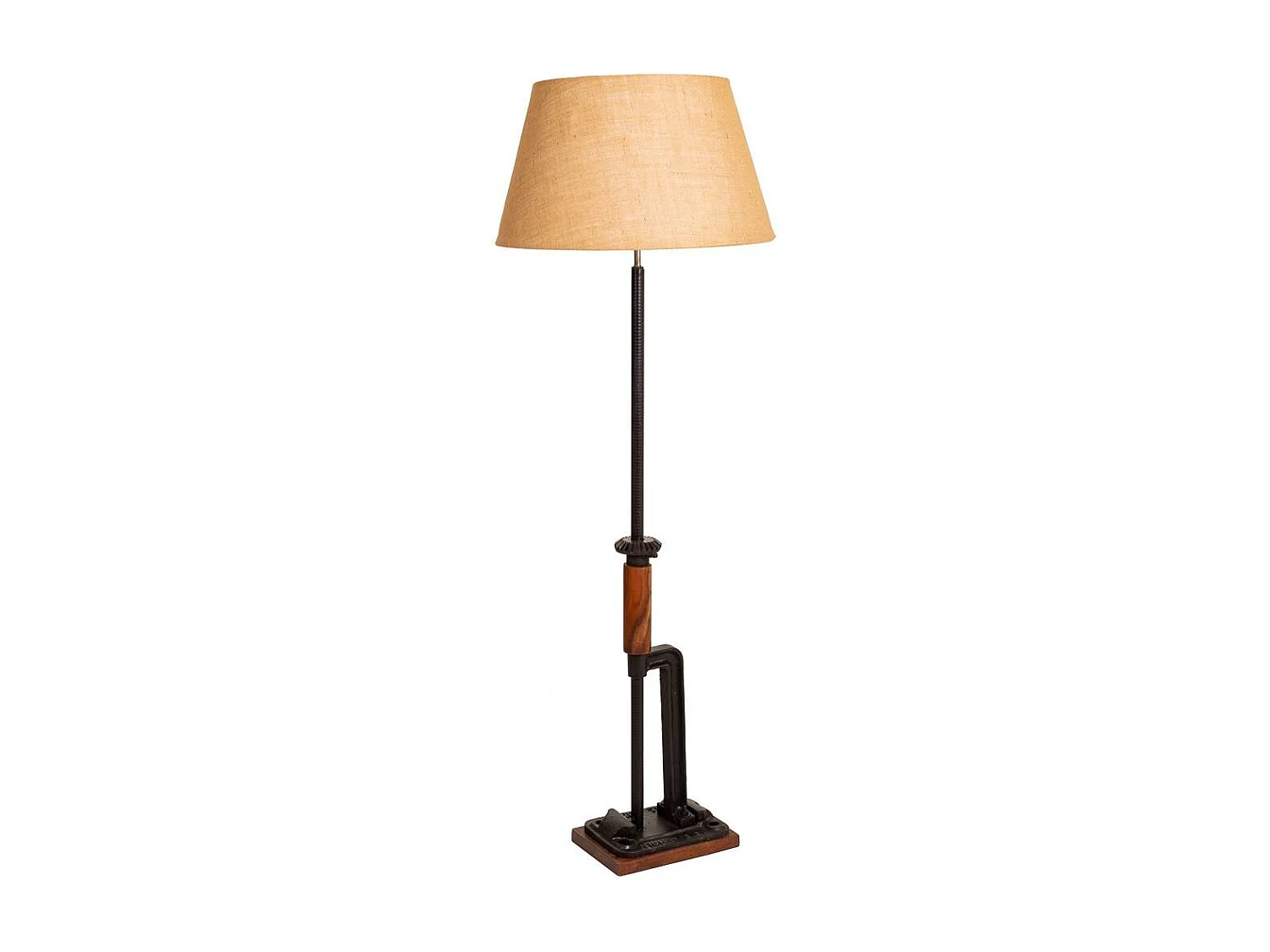 Candeeiro de pé de madeira e metal 47x47x140