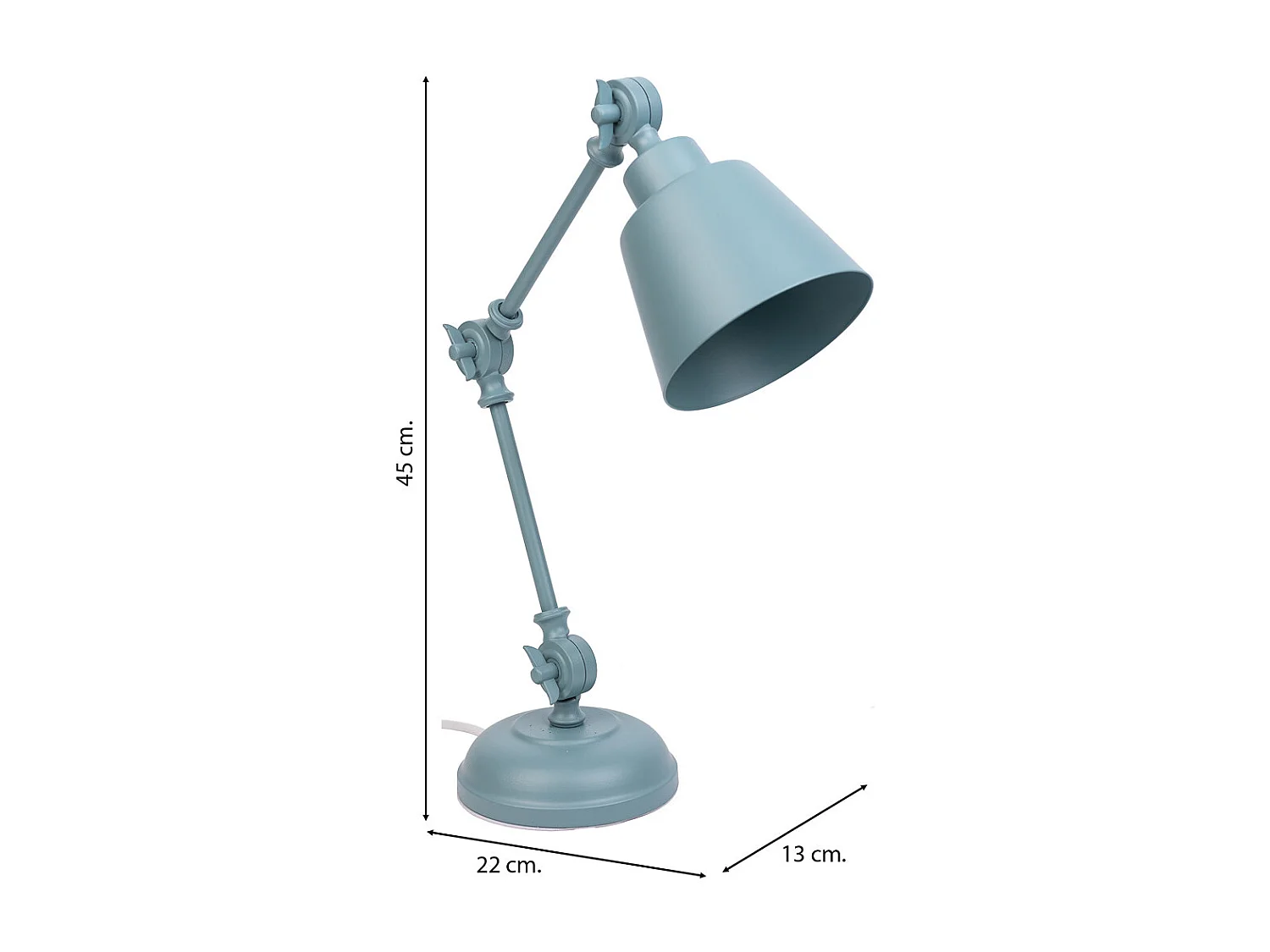 Candeeiro de mesa em metal cinzento 22x13x45