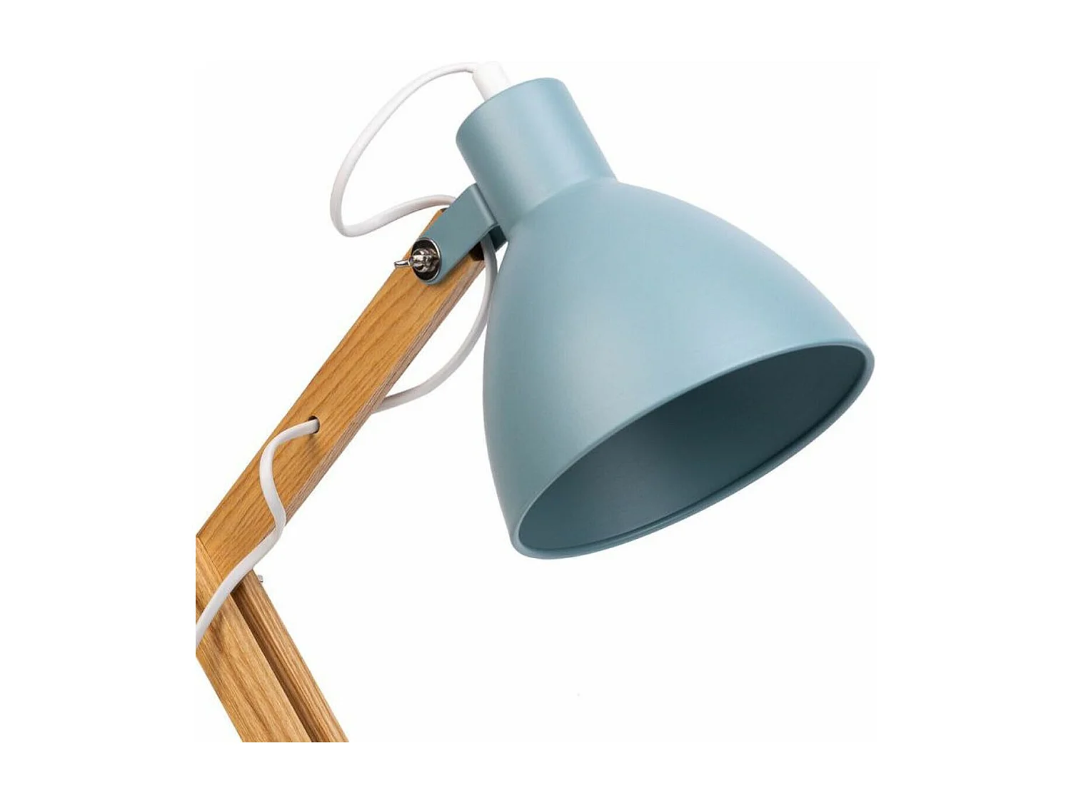 Candeeiro de mesa azul de metal e madeira 33x16x55